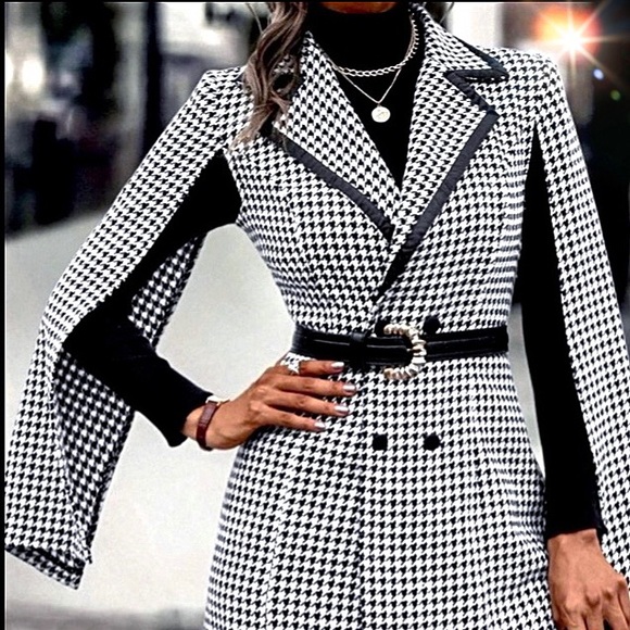 Lavishly Paris Jackets & Blazers - NWT, Lavishly Paris Women’s Designer Houndstooth Cloak Style Blazer.